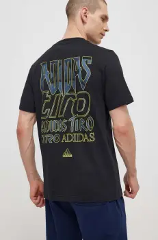 adidas tricou din bumbac TIRO barbati, culoarea negru, cu imprimeu, IS2876 imagine