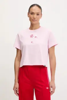 adidas tricou din bumbac W MINI culoarea roz, JV6088 imagine