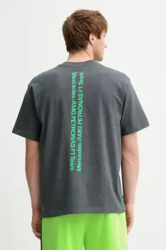 adidas tricou din bumbac x Mercedes culoarea gri, cu imprimeu, JX8775 imagine