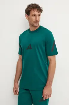adidas tricou din bumbac ZNE barbati, culoarea verde, cu imprimeu, JF6544 imagine