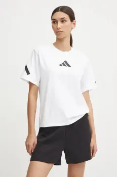 adidas tricou din bumbac ZNE femei, culoarea alb, JE7857 imagine