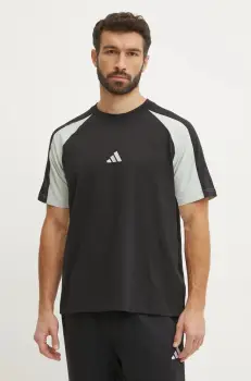adidas tricou Essential Colorblock barbati, culoarea negru, modelator, JD8060 imagine