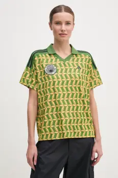 adidas tricou polo x Farm Rio femei, culoarea verde, JD6302 imagine