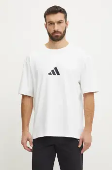 adidas tricou Z.N.E. barbati, culoarea bej, cu imprimeu, JC5482 imagine