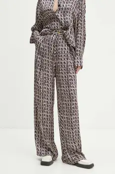 AERON pantaloni femei, culoarea maro, drept, high waist, PFPA249519 imagine