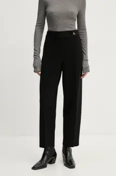 AERON pantaloni femei, culoarea negru, drept, high waist, CRPA203442 imagine