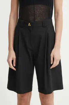 AERON pantaloni scurti SWAN femei, culoarea negru, neted, high waist, AW24RSST089474 imagine