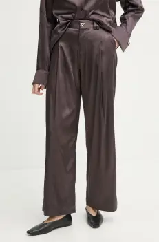 AERON pantaloni WELLEN femei, culoarea maro, lat, high waist, PA249558 imagine