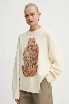 AERON pulover de lana femei, culoarea bej, PU278545 imagine