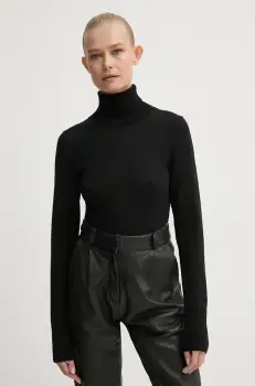 AERON pulover de lana femei, culoarea negru, light, cu guler, CRTO545528 imagine