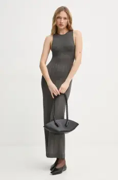 AERON rochie CLARA culoarea gri, maxi, evazati, DR562563 imagine