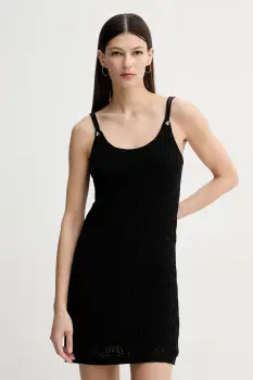 AERON rochie din bumbac BARRY culoarea negru, mini, mulata, DR573573 imagine