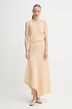 AERON rochie GALE culoarea bej, maxi, evazati, DR580571 imagine