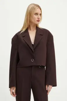 AERON sacou culoarea maro, oversize, neted, PFBL079511 imagine