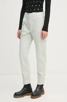 Aeronautica Militare pantaloni femei, culoarea turcoaz, drept, high waist, PA1621DCT3418 imagine