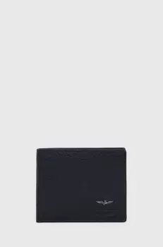 Aeronautica Militare portofel de piele barbati, culoarea albastru marin imagine