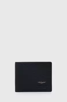 Aeronautica Militare portofel de piele barbati, culoarea albastru marin imagine