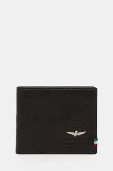 Aeronautica Militare portofel de piele barbati, culoarea maro imagine