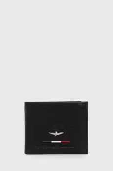 Aeronautica Militare portofel de piele barbati, culoarea negru imagine