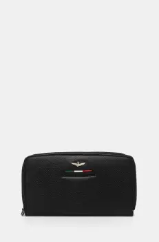 Aeronautica Militare portofel de piele IN femei, culoarea negru, AM157 imagine