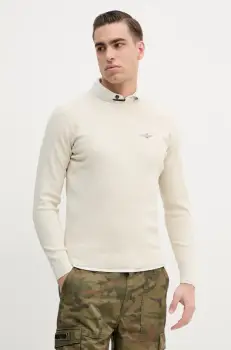 Aeronautica Militare pulover de bumbac barbati, culoarea bej, light, MA1556L560 imagine