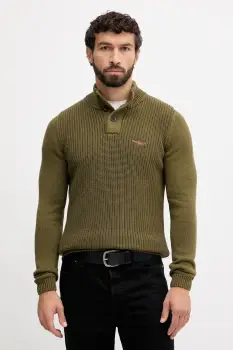 Aeronautica Militare pulover de bumbac culoarea bej, light, cu turtleneck, MA1572UL00409 imagine