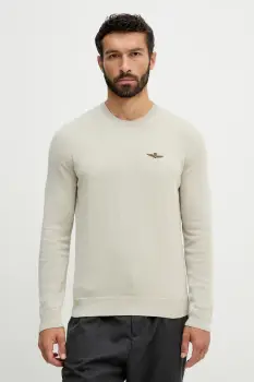 Aeronautica Militare pulover de bumbac culoarea bej, light, MA1611UL00506 imagine