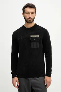 Aeronautica Militare pulover de bumbac culoarea negru, MA1573UL00539 imagine