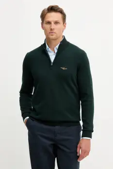 Aeronautica Militare pulover de bumbac culoarea verde, light, MA1578UL00506 imagine