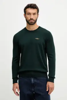 Aeronautica Militare pulover de bumbac culoarea verde, light, MA1611UL00506 imagine
