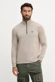 Aeronautica Militare pulover de lana culoarea bej, light, cu turtleneck, MA1570UL00415 imagine