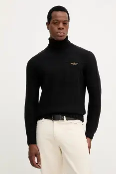 Aeronautica Militare pulover de lana culoarea negru, cu guler, MA1587UL00904 imagine