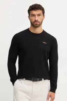 Aeronautica Militare pulover de lana culoarea negru, light, MA1586UL00904 imagine