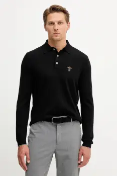 Aeronautica Militare pulover de lana culoarea negru, light, MA1607UL00415 imagine