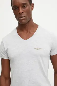 Aeronautica Militare tricou barbati, culoarea gri, neted, AM1UTI004 imagine