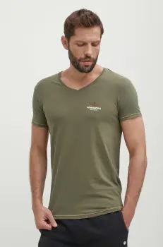 Aeronautica Militare tricou barbati, culoarea verde, neted, AM1UTI004 imagine