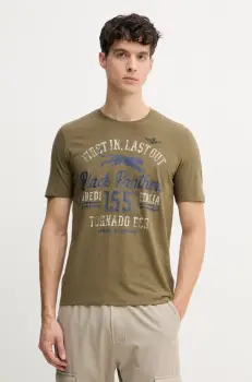 Aeronautica Militare tricou din bumbac barbati, culoarea verde, cu imprimeu, TS2413J686 imagine
