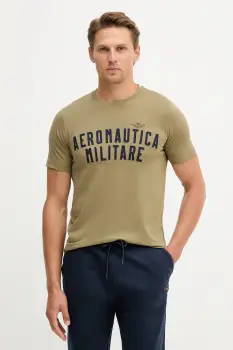 Aeronautica Militare tricou din bumbac culoarea verde, cu imprimeu, TS2478UJ00641 imagine