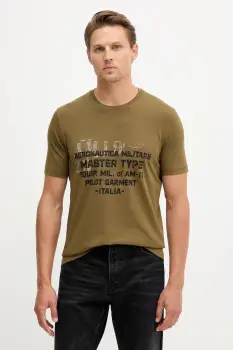 Aeronautica Militare tricou din bumbac culoarea verde, cu imprimeu, TS2479UJ00641 imagine