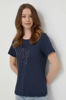 Aeronautica Militare tricou din bumbac femei, culoarea albastru marin imagine