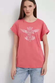 Aeronautica Militare tricou din bumbac femei, culoarea roz imagine
