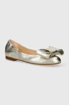 AGL balerini de piele Milly Ribbon culoarea auriu, D544029PCFOILE0244 imagine