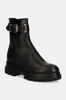 AGL cizme de piele Chunky Lowboot femei, culoarea negru, cu toc plat, D756593PGKA2131013 imagine