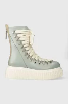 AGL cizme de piele DROMO femei, culoarea verde, cu platforma, D751501PGKI022G114 imagine