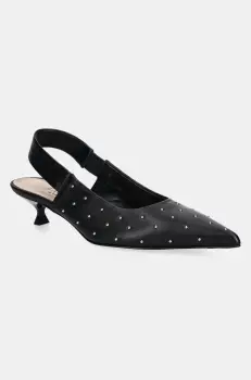 AGL pantofi de piele Lenor S Studs culoarea negru, pe toc jos, cu toc deschis, D167022PCKS0573656 imagine