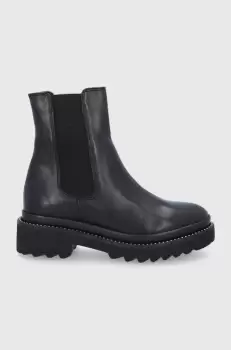 Aldo Ghete Chelsea de piele femei, culoarea negru, cu toc plat imagine