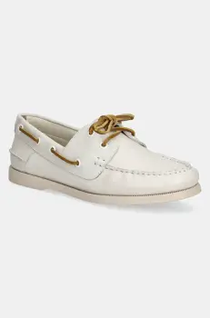 Aldo mocasini de piele HARBORCHIC femei, culoarea bej, cu toc plat, 13966685 imagine