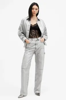 AllSaints blugi din bumbac MIA culoarea gri, W056EB imagine