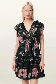 AllSaints bluza cu volane pentru femei, din modal CANTO imagine