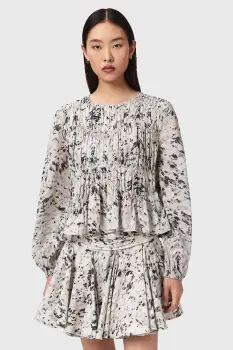 AllSaints bluza cu volane pentru femei, din vascoza MELANI imagine